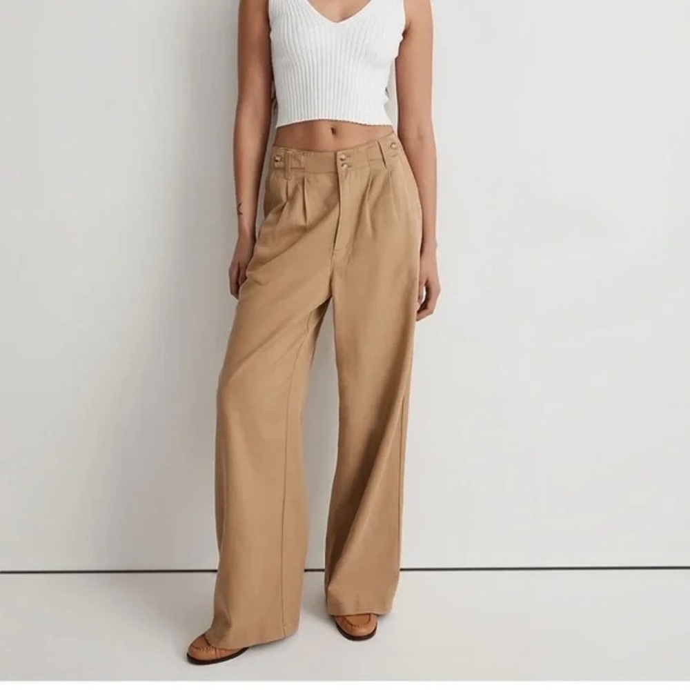 Madewell The Harlow Wide-Leg Pant in Seed Khaki Size 14